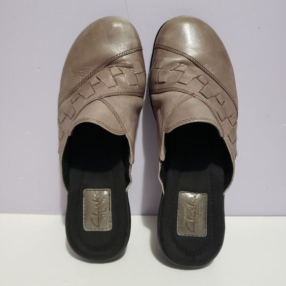 Clark's Artisan Taupe Leather Slip On Mule Shoe Women's Sz 7.5M - Picture 6 of 8